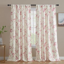 Jasmine Floral Patterned Window Rod Pocket Short Curtains for Bedroom - Light...