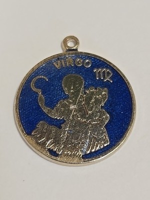 Sterling Silber ~ Jungfrau Charm ~ blaue Emaille ~ Sternzeichen minimalistisch ~ VINTAGE