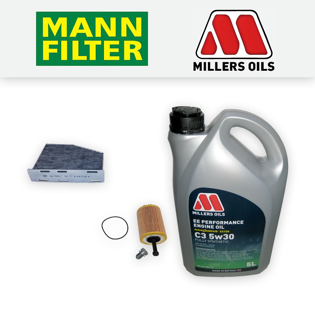 SERVICE KIT for VW PASSAT (3C) 1.9 TDI MANN OIL CABIN FILTERS +OIL (2005-2010)