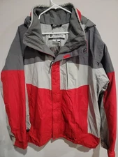Columbia Bugaboo Jacket Men XL Gray Red Interchange Omni-Tech Outdoor Ski EUC