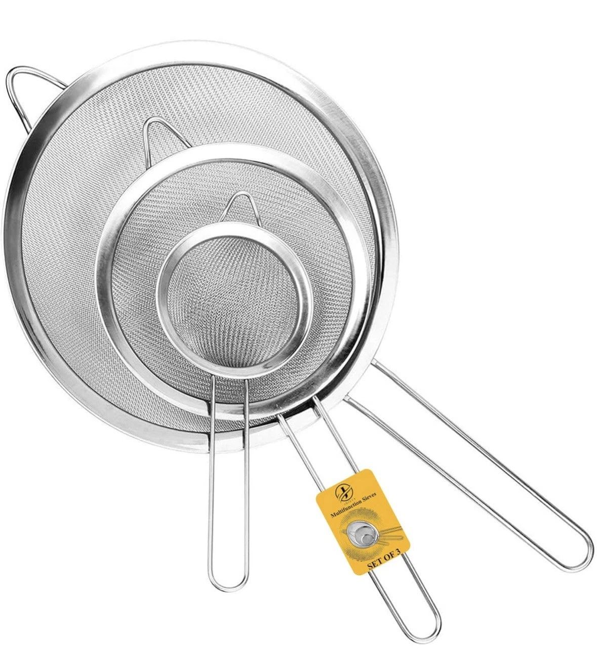 Sieves and Strainers Set Metal Sieve Stainless Steel, Fine Mesh Strainer