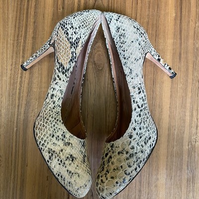 Corso Como Snakeskin Print Leather Pumps Stiletto High Heel Exotic Beige Sz 9