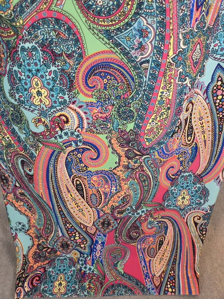 Tommy Hilfiger Multi Paisley Scuba Sleeveless Sheath Dress Women’s 12 Pink Boho - Image 3 of 4