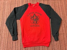 MENS USED VINTAGE 70S CLINTON PRAIRE GOPHERS TWO TONE SWEATSHIRT SIZE SMALL