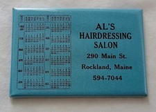 Vintage 1968 Calendar Pocket Mirror Al's Hairdressing Salon Rockland Maine
