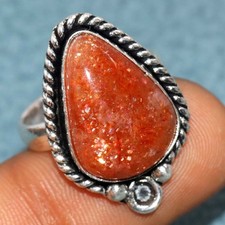 Sunstone 925 Silver Plated Ring US 8.5 Birthday Gift Limited Stock Deal JW