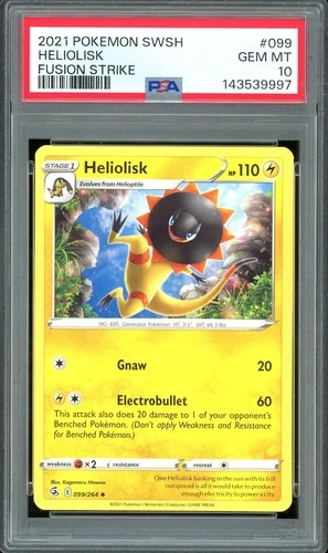 Pokemon TCG Sword & Shield Fusion Strike #099 Heliolisk Non-Holo Uncommon PSA 10