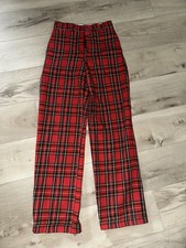 Vintage Red And Black Wool Blend Women  s Plaid Pants 26  