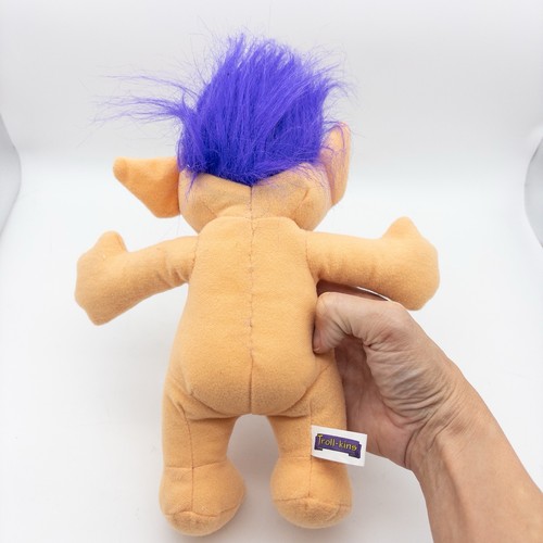 1991 Troll-kins Trolle Plüsch Stofftier lila Haare Apsco Puppe - Bild 3 von 7