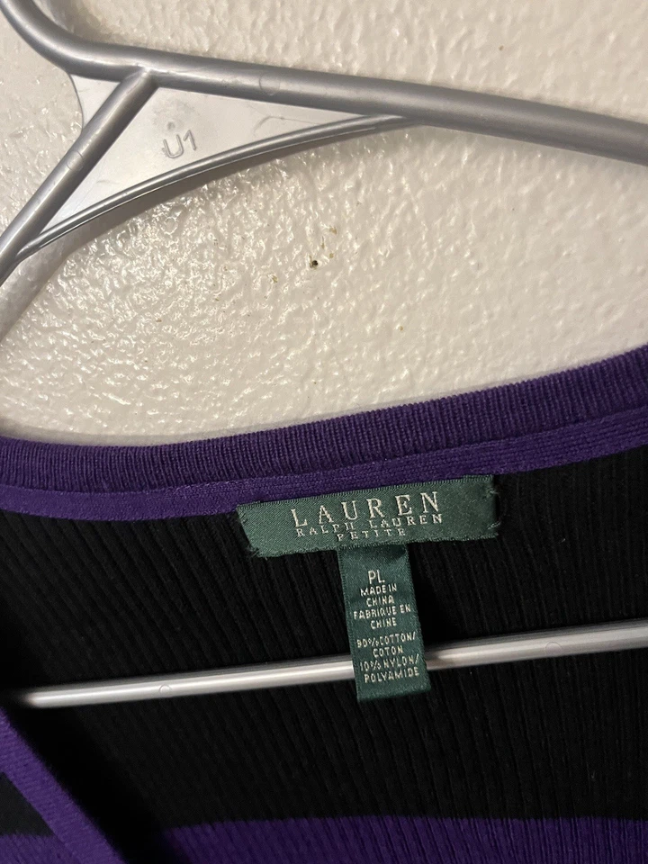 Suéter Cárdigan Ralph Lauren Para Mujer Púrpura Botón Manga Larga Pequeño Grande Foto 2 de 4