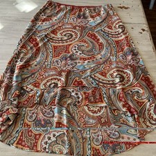Vtg Y2K Red Blue Paisley Skirt Hi Low Tiers Festival Fairy Whimsy 16W Cottage
