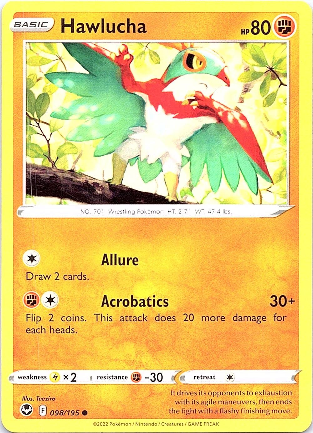 Hawlucha 098/195 Common Silver Tempest Pokemon Near Mint