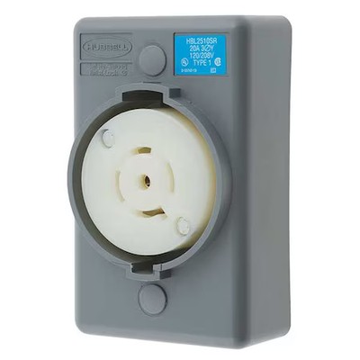 Hubbell Wiring Device-Kellems Hbl2510sr Locking Receptacle, L21-20R, 20 A,