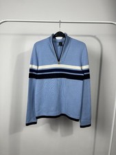 Bogner Fire Ice Women  s Blue Half Zip Wool Blend Knit Sweater Size 36 S