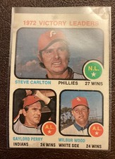 1972 Victory Leaders Steve Carlton Gaylord Perry and Wilbur Wood