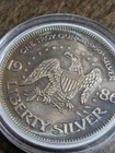 1986 A-Mark Liberty Silver Bell .999 Fine 1oz Vintage Toned Round