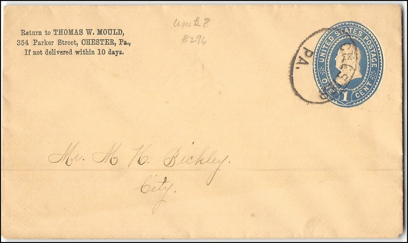 US #U296 Used withun Chester PA, unknown year