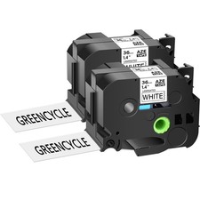 2PK Compatible with Brother PT530 TZ TZe-261 Black on White Label Tape 36mm