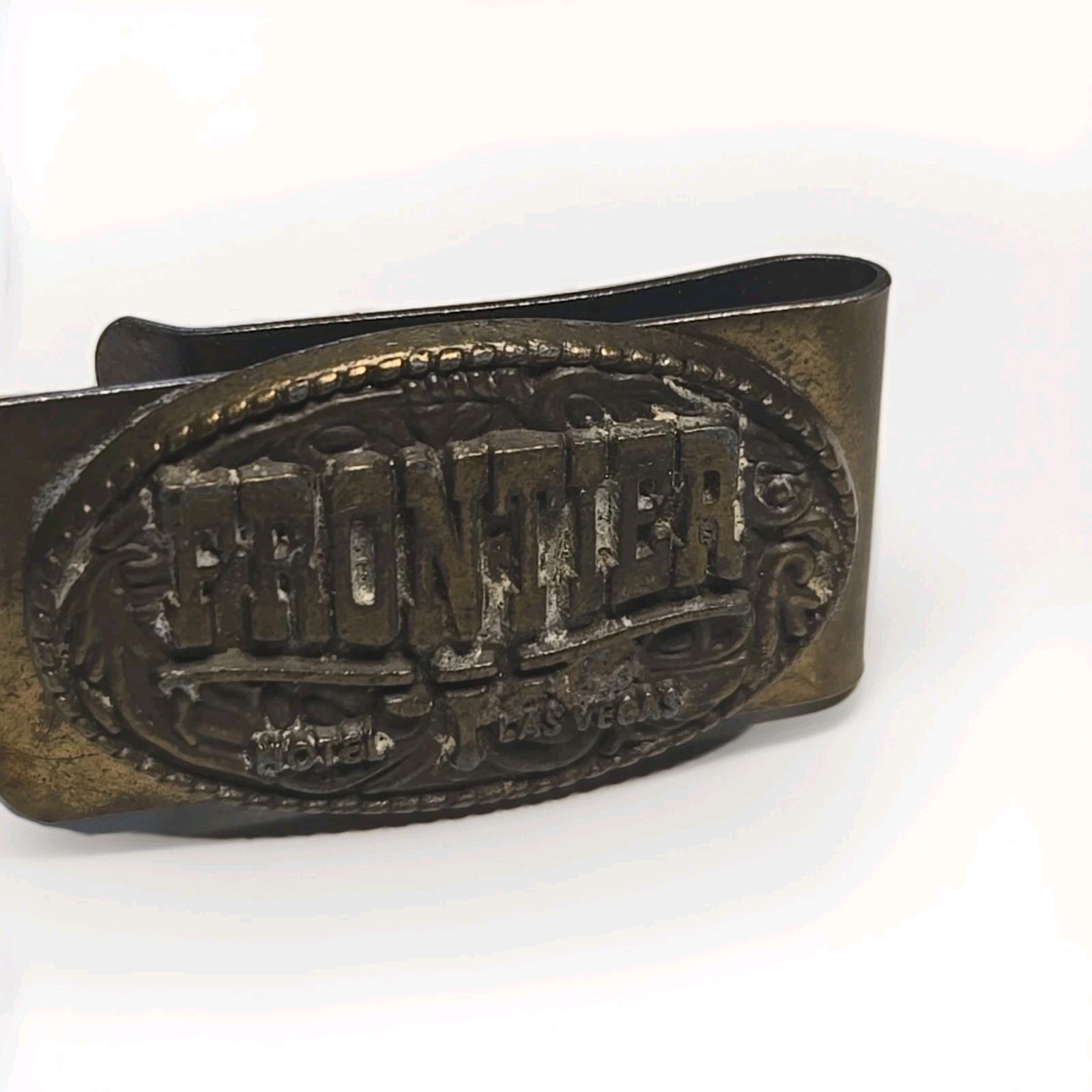 Vintage Money Clip Frontier Hotel Las Vegas Brass Casino Gambling-image