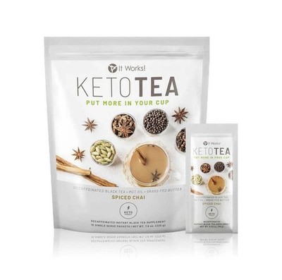 It Works ! Keto Tea - Decaf Black Tea, MCT Oil -  Spiced Chai, (25 Packets)