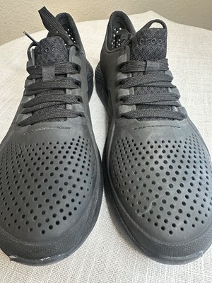 Crocs LiteRide Pacer Mens 8 Black Lace Up Sneakers Shoes 204967 Casual Water