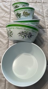 Vtg 5 Nesting Bowls Mixing Green Herb Set