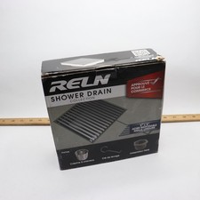  1-Pk RELN Square Shower Drain with Linear Pattern Drain Cover Stainless Steel