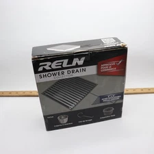 (1-Pk) RELN Square Shower Drain with Linear Pattern Drain Cover Stainless Steel 