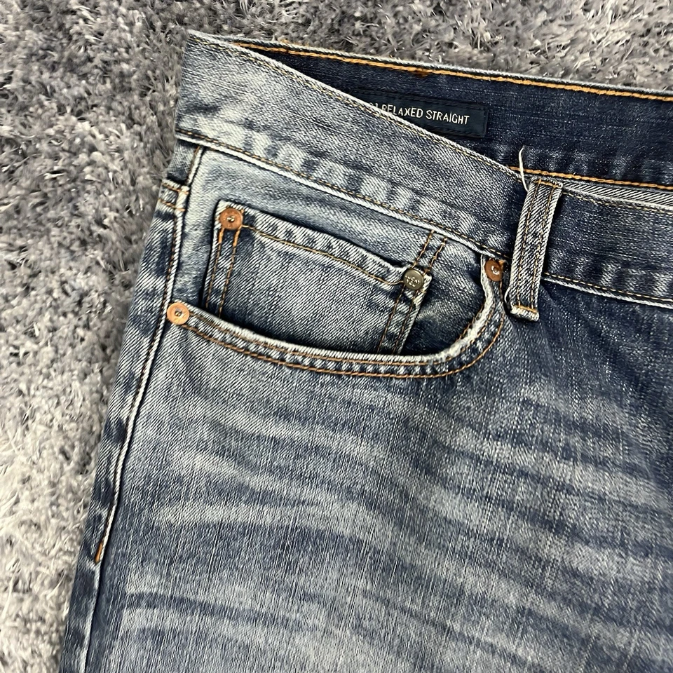 Pantalones de mezclilla Lucky Brand para adultos 40x26 azules 181 relajados elásticos informales preppy para hombre Foto 3 de 4