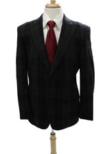 Pal Zileri Mens Blazer Gray Plaid Wool Button Size 52