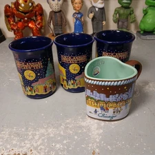 Vintage Chicago Christkindlmarket Lot of 4 Mugs 2004 2018 Blue Brown Heart
