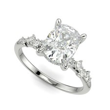 1.25 Ct Cushion Cut Diamond Engagement Ring SI1 F White Gold 14k