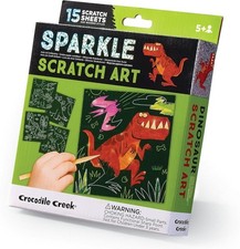 Crocodile Creek Dinosaurs Sparkle Scratch Art for Kids - 16-Sheet S... Fast Ship