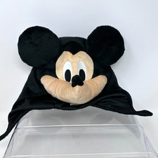 Disney Mickey Mouse Plush Hood Hat Toddler 5-6T Black Cute Headwear Accessory 7"