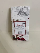 POTTERY BARN KIDS HERITAGE BLACK SANTA ORGANIC FLANNEL CRIB FITTED SHEET NEW