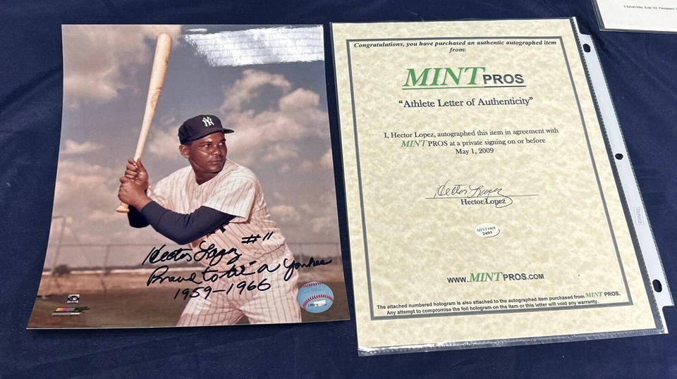 AUTHENTIC NEW YORK YANKEES HECTOR LOPEZ HAND SIGNED 8X10 PHOTO - Image 3 of 3