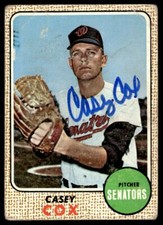 1968 Topps Baseball Casey Cox Washington Senators #66 Signed