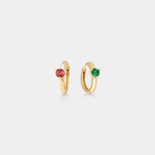 Custom Birthstone Hoop Earrings in 925 Sterling Silver