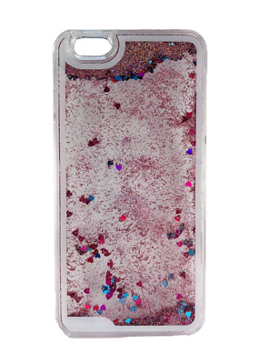 Heart Glitter Waterfall Phone Case for iPhone 6 Plus, Pink