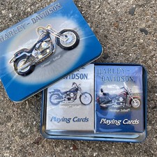 Harley Davidson Collectible Springer Softail Tin With 2 Unopened Decks Of Cards