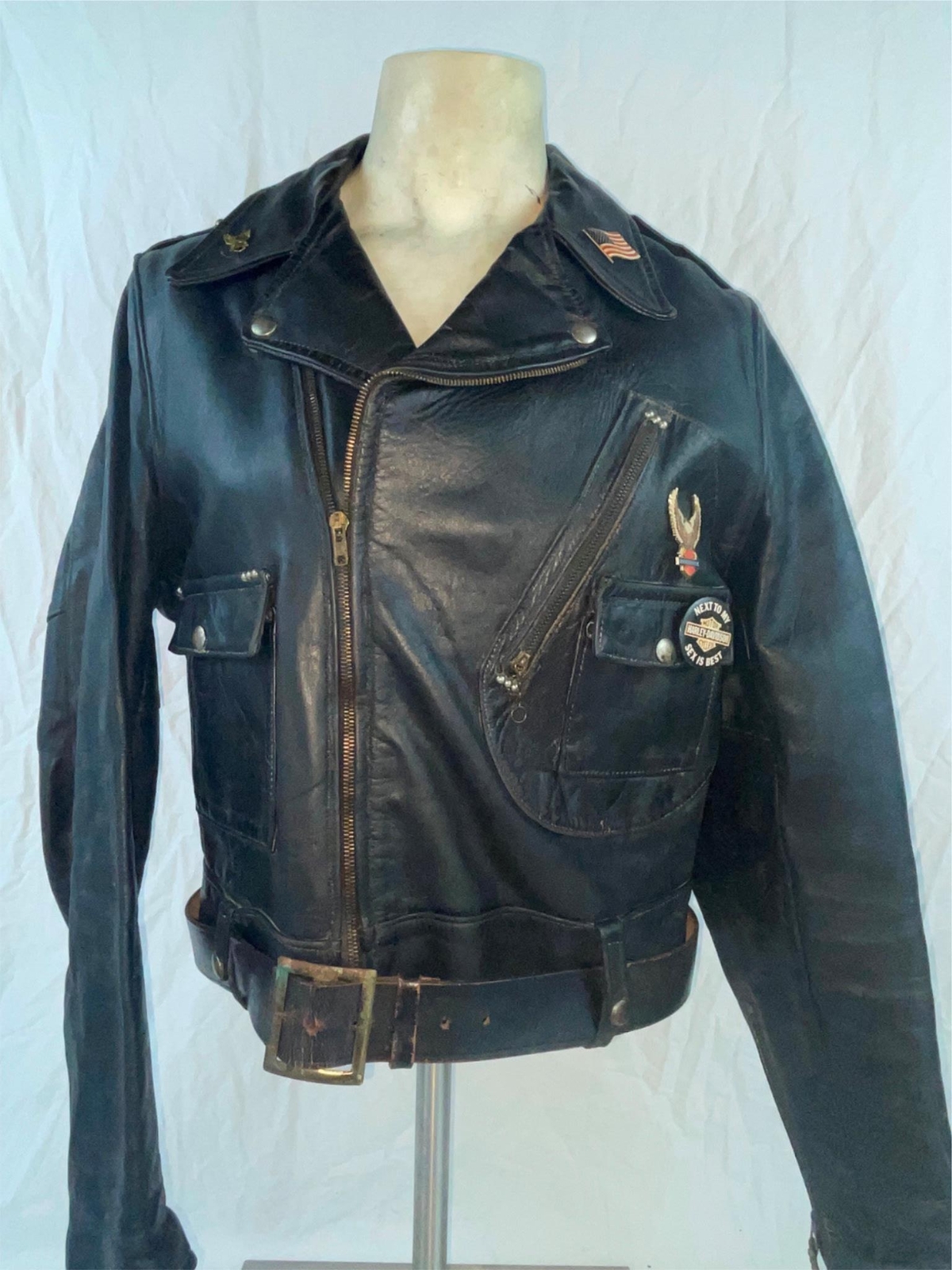 VTG 40S 50S M HARLEY DAVIDSON MOTORCYCLE CYCLE CHAMP HORSEHIDE LEATHER JACKET image 6