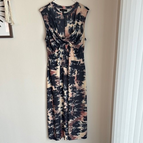 Eloquii Women’s Tie-Dye Sleeveless Maxi stretchy tie front Dress size 14 16 EUC!