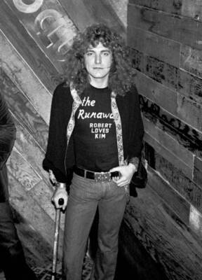 Singer Robert Plant attends the performance by the Runaways at the- Old Photo