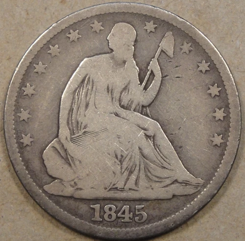 1845-O W/Drapery Seated Liberty Half 50c G-VG