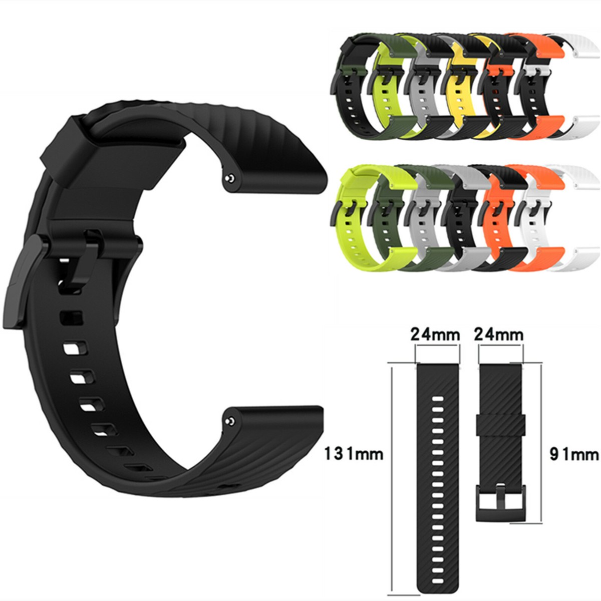 24MM Silicone Watch Band Strap For Suunto 7/9/9 Baro/D5/Spartan