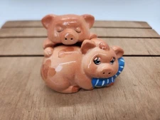 2 Piece Lot - Vintage Salt & Pepper Shakers - Nesting Pigs - See Photos 