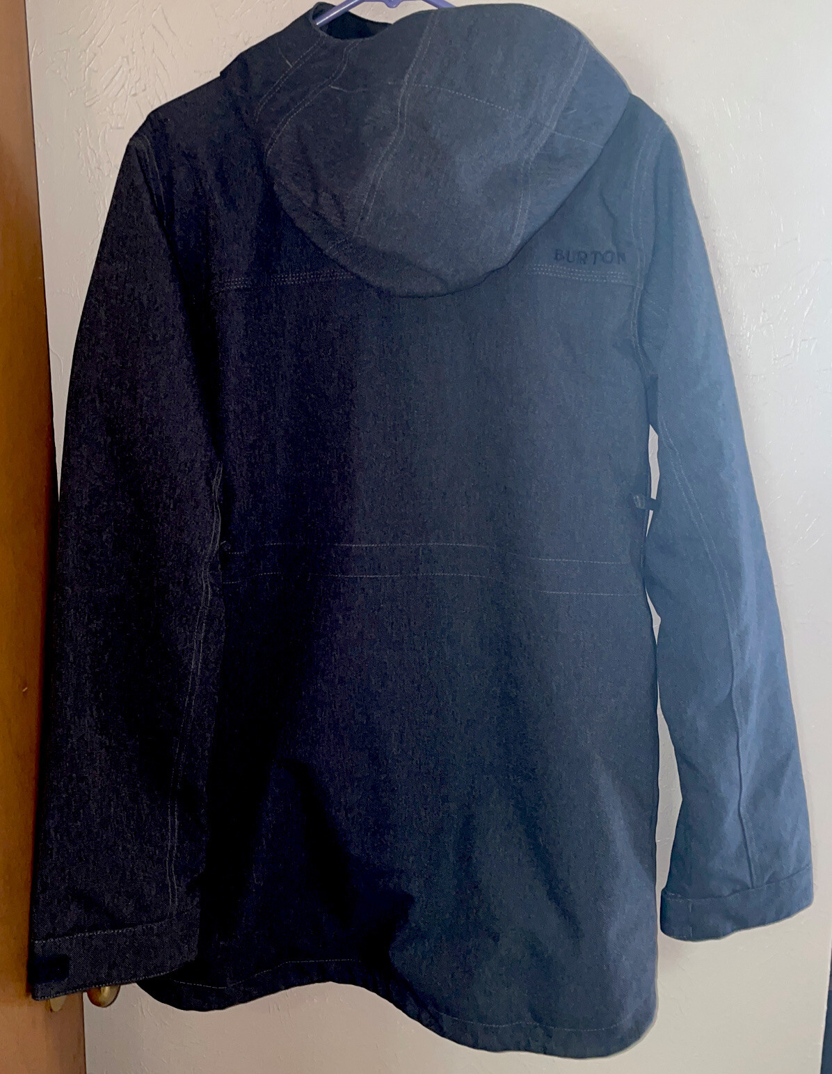 Burton Covert Snowboard Jacket Mens Size XS Ski Winter Hooded Coat Heather Denim