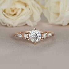 2Ct Round Cut Lab Created Diamond Women's Engagement Ring 14K Rose Gold Plated