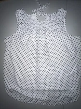 Elle Blouse Womens Medium Black White Geometric Print Tank Top Shirt High Low