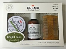 CREMO Beard Grooming Kit FOREST BLEND Beard Scruff Cream, Softener Comb Set